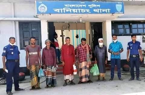 বানিয়াচংয়ে সাজাপ্রাপ্ত আসামীসহ ৬ জন গ্রেফতার