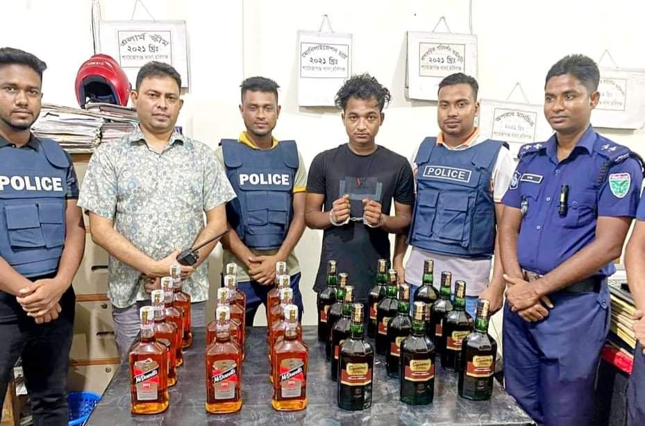 শায়েস্তাগঞ্জে ২৪ বোতল বিদেশী মদসহ আটক ১