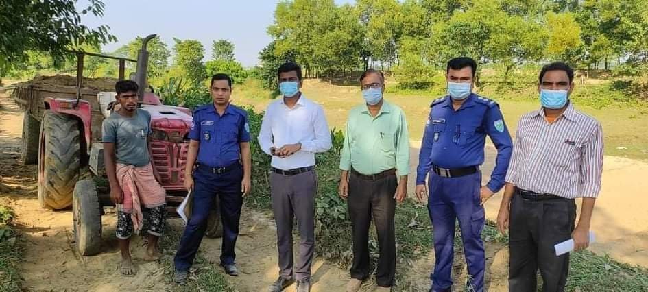 মাধবপুরে নদীর তীর থেকে অবৈধ ভাবে  বালু উত্তোলন; ভ্রাম্যমান আদালতে জরিমানা